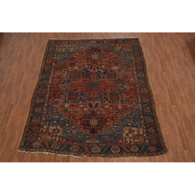 Tapis traditionnel à teinture végétale pré-1900 9 x 11