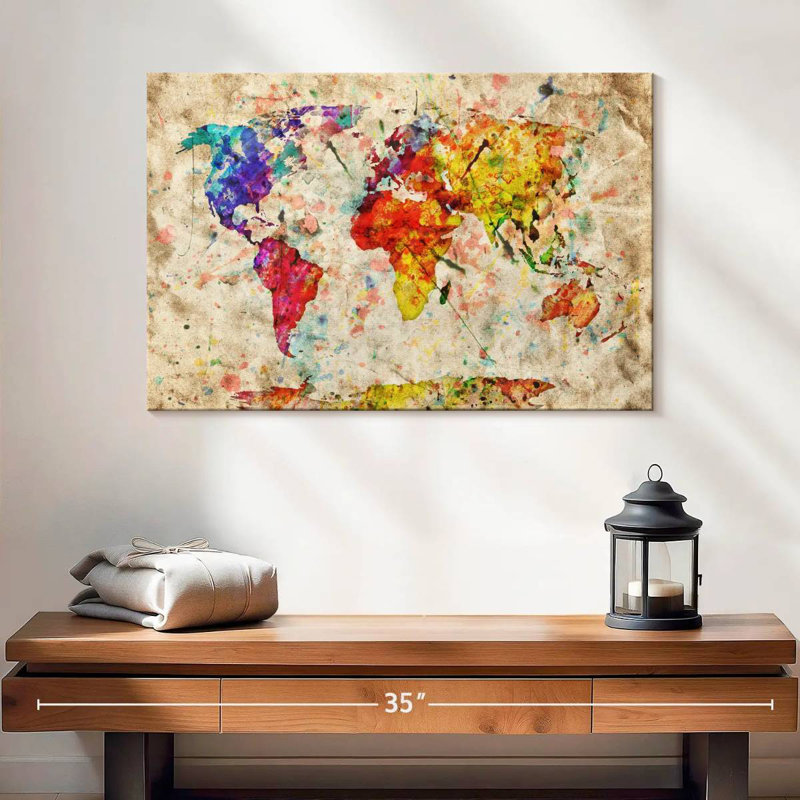 Aliaz Retro Expression World Map, 16" H x 24" W