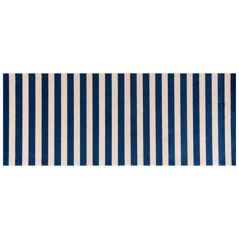 2' x 3' Navy And Sand Striped Tufted Washable Non Skid Area Rug, Runner 2'3" x 6'