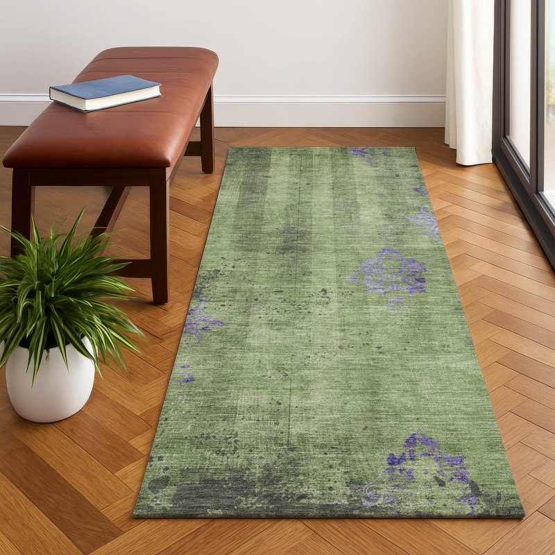 Premium Machine Washable Jacquez AMF1788 Floral Rug, Runner 2'3" x 7'6"