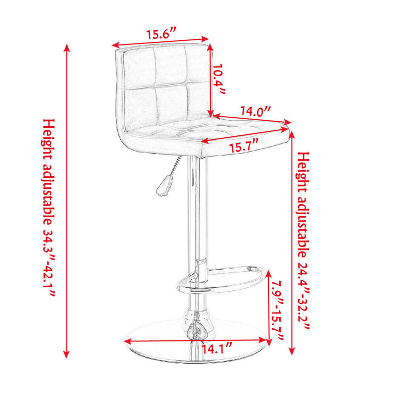 Jamir Swivel Upholstered Counter Stool, Black