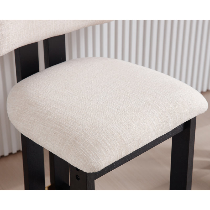 Modern Upholstered Solid Wood Bar Stool With Comfortable Backrest,Counter Stool With Sheet Metal Upholstery And Fixing Set Of 2