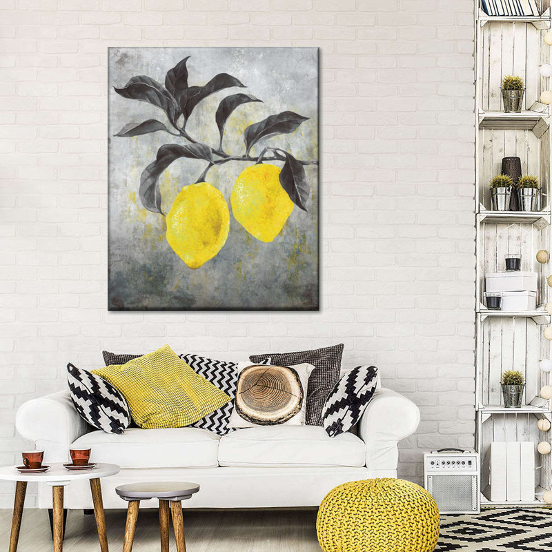 Citrons jaunes sur toile, H 10 po x l 8 po x P 1 po