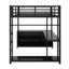 Lit mezzanine en métal avec cubes de rangement et tablettes, garde-robe et bureau en L
