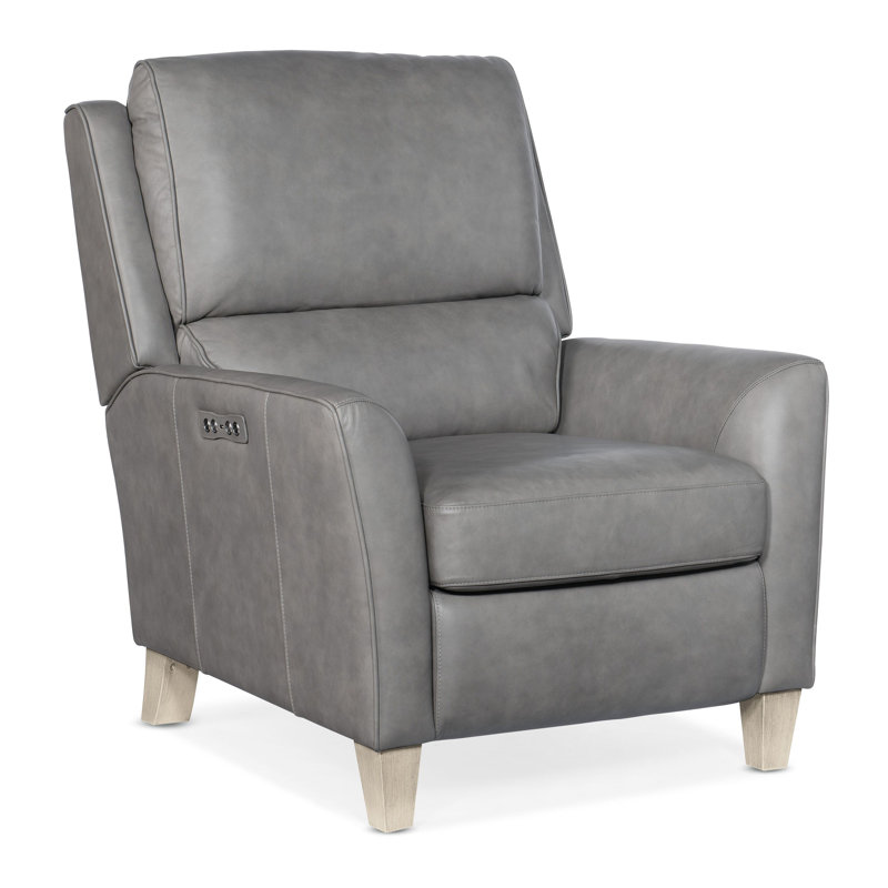 Dontay Power Recliner with Power Headrest, Gray Genuine Leather