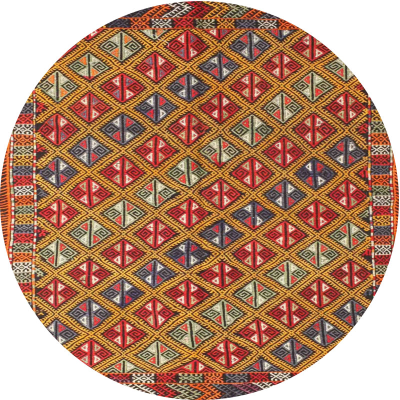 Tapis rouge/vert/bleu zone contemporaine, Rond 4 pi
