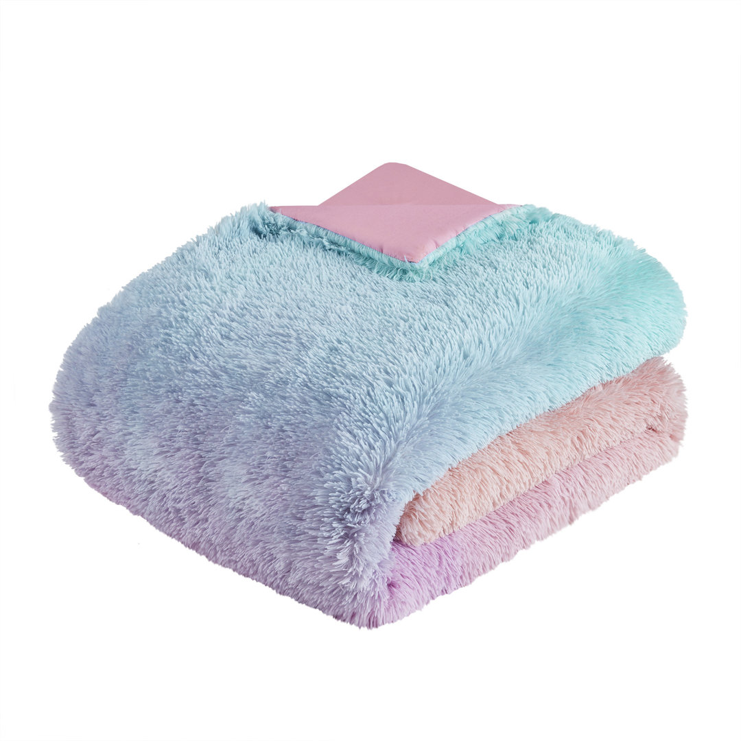 Primrose Pastel Ombre Shaggy Faux Fur Comforter Set Intelligent Design