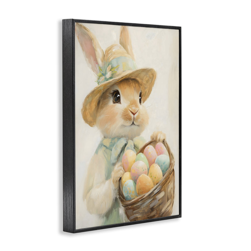 Estampe de panier de lapin de Pâques, estampe numérique, design par The Prints Vibe, 30 x 20, Giclée noire de minuit encadrée