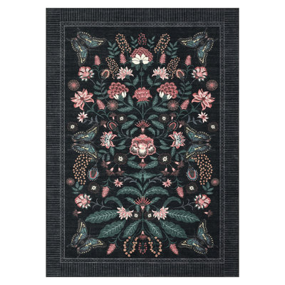 Tapis oriental rétro floral antidérapant lavable 2 * 6 pi / 5 * 7 pi / 9 * 12 pi pour le salon, la chambre à coucher, la salle à manger et le bureau, décor de maison de ferme