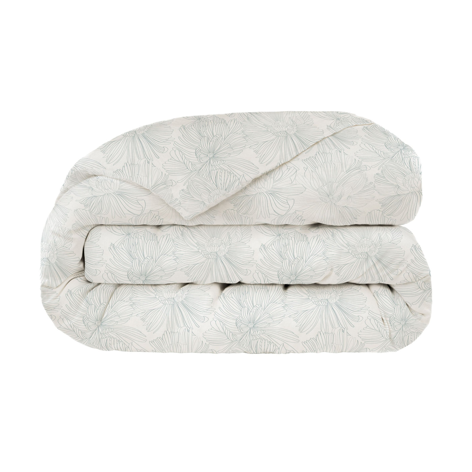100% French Linen Duvet Cover, King Duvet Cover, Cream/Wave Floral