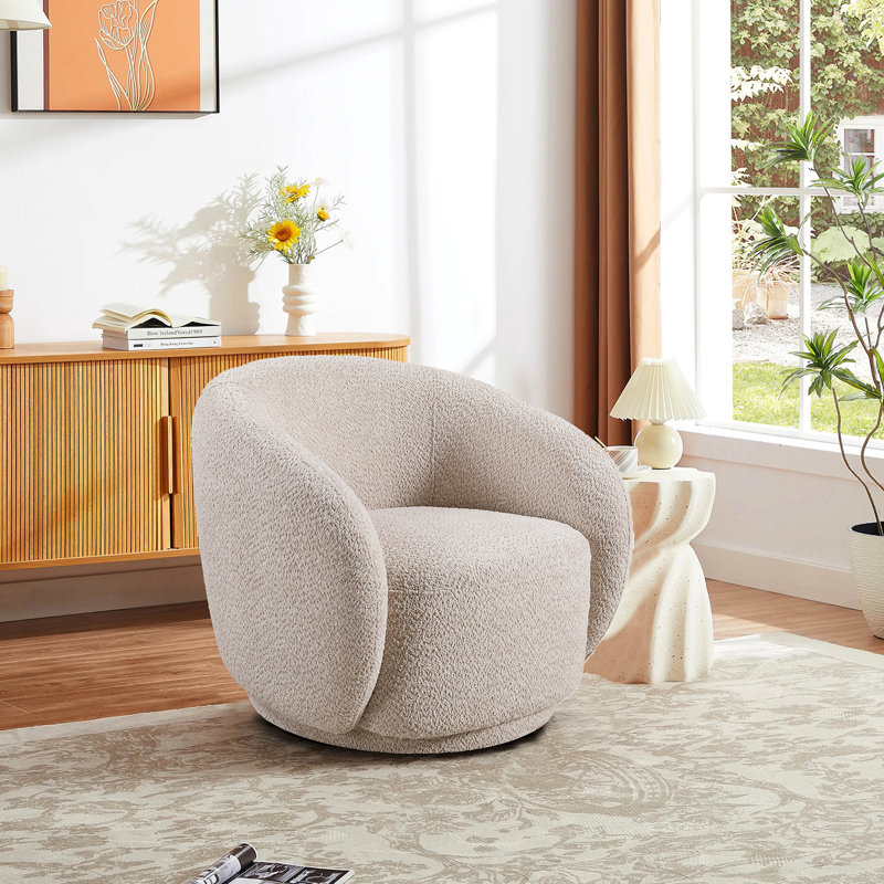2 PCS. Fauteuil d'appoint pivotant en tissu Boucle, confortable et élégant pour les salons modernes