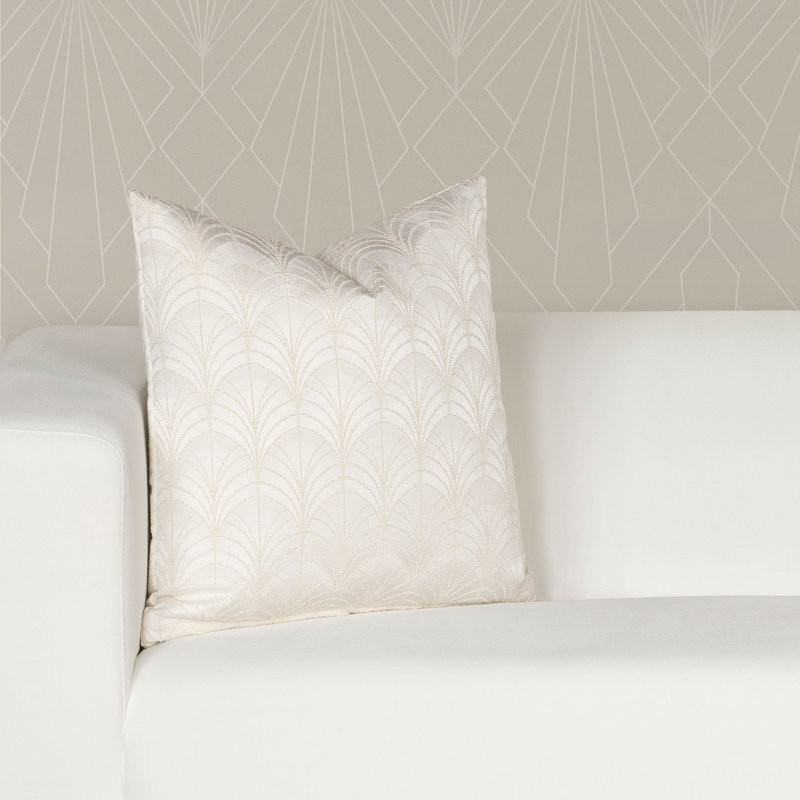 At The Gate Art Deco Throw Pillow, 16" x 16", Pearl