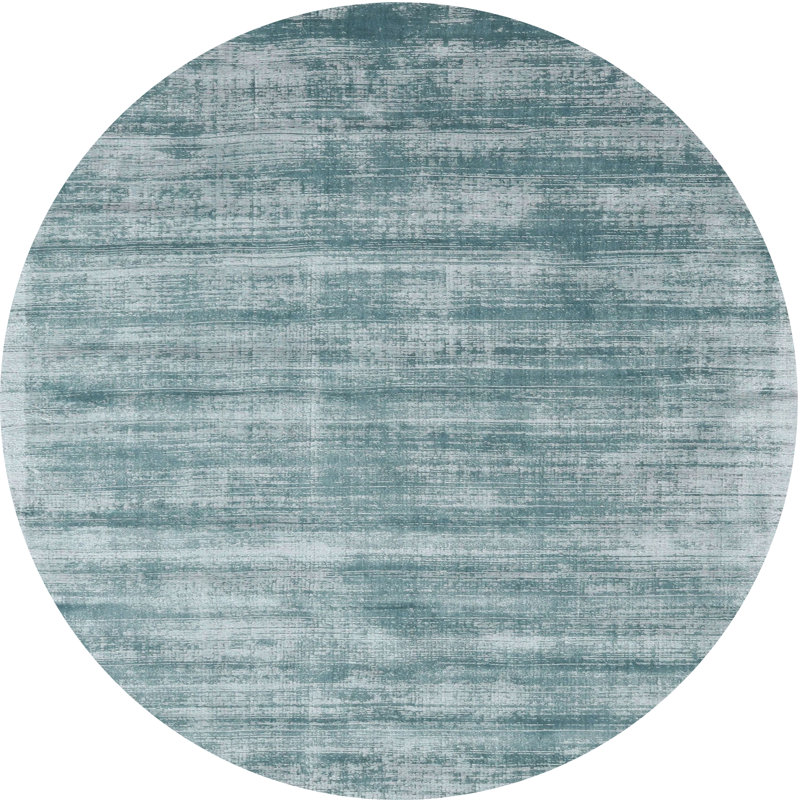 Tapis bleu ciel contemporain, Rond 7 pi