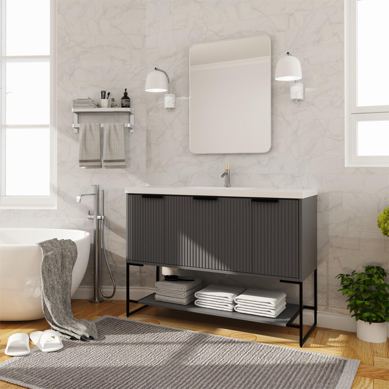 Ensemble de meuble-lavabo simple 47 po, Gris roche