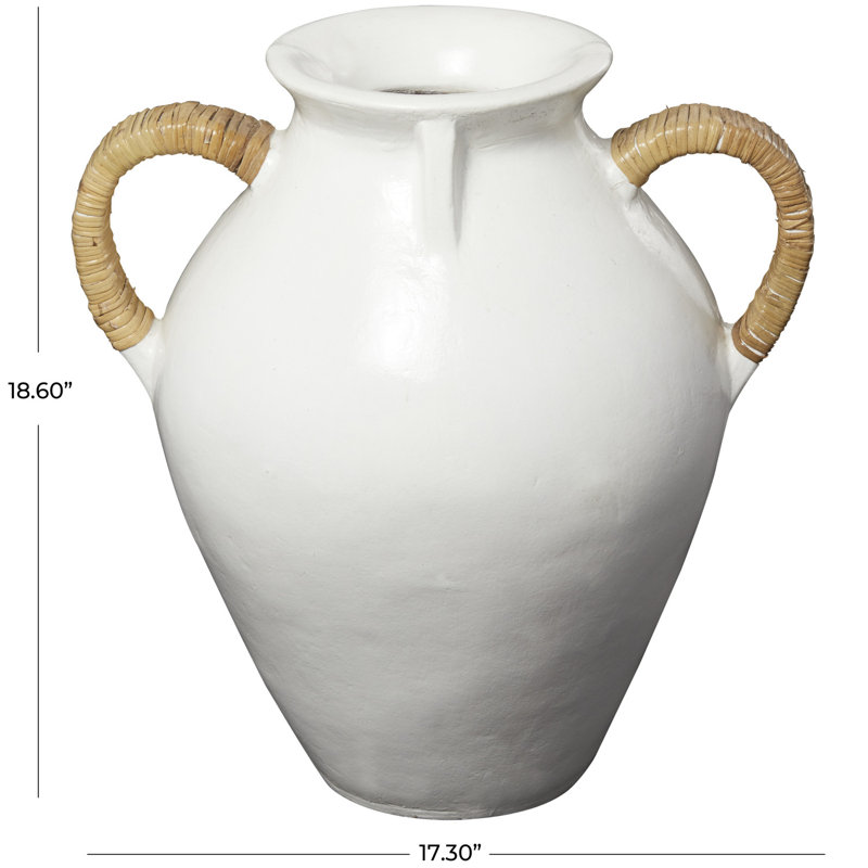 Lilian Ceramic Table Vase, White, 18.6" H x 17.3" W x 13.45" D