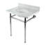 Lavabo de salle de bain console ovale en métal blanc / noir avec trop-plein-81830044