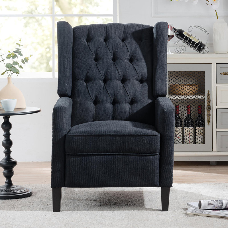 Manual Wing Chair Recliner, High Colorfastness Fabric Chair with Deep Tufted Back | Silver Nailhead Trim, 3 Adjustable Positions for All-Day Comfort