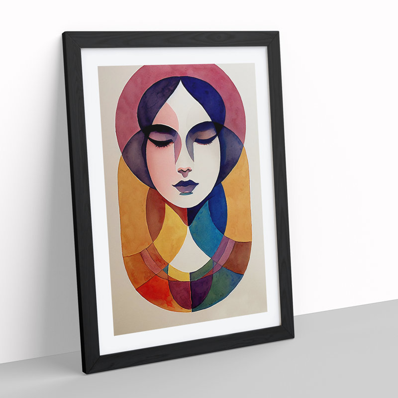 Woman Abstract Watercolour No.3 - Wall Art, 34cm H x 25cm W, Black Framed