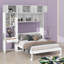 Luxueux lit escamotable mural avec bureau, armoire supérieure et rangement-1279289047-1279289046