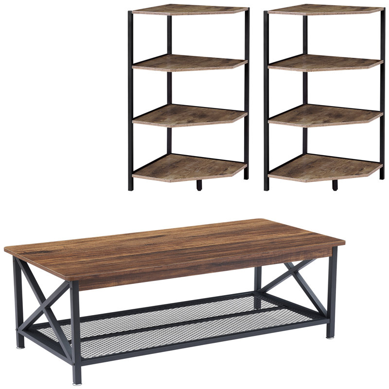 Ensemble de tables basses 3 pièces Kempst, Gris
