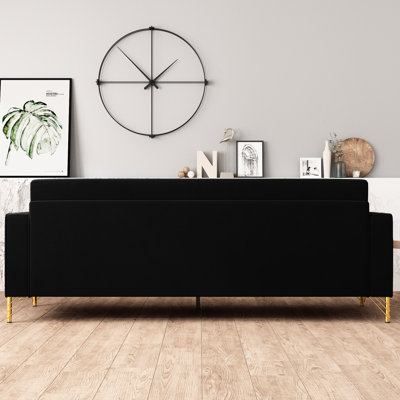 Modern 3 Velvet With Gold Details - Comfortable Couch For Living & Office, Detachable Cushion Cleaning Highlights Room Easy To Disassemble, Contemporary Design