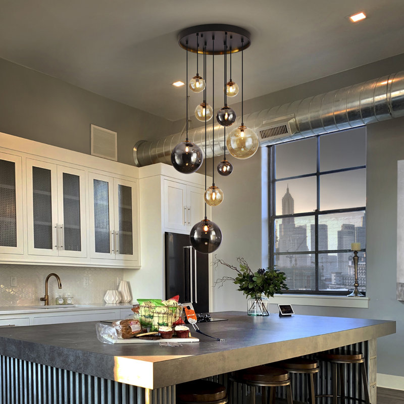 Nante 9 - Light Black Cluster Pendant
