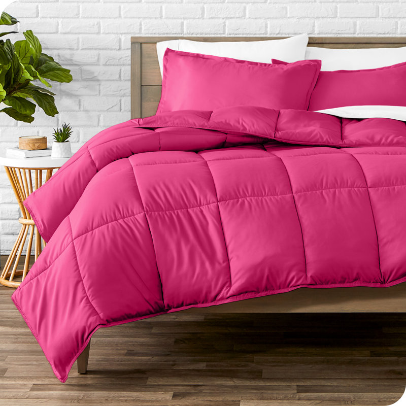 Ensemble d'édredon ultra-doux toutes saisons, Rose, Édredon pour lit simple + 1 taie décorative stan