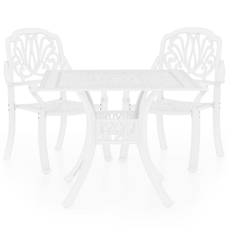 Ensemble de table bistro et chaises d'extérieur 3 pièces, motif treillis, métal blanc