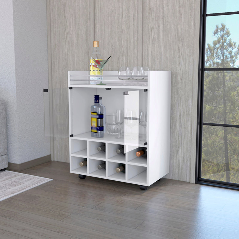 8-Bottle Rack Bar Cart