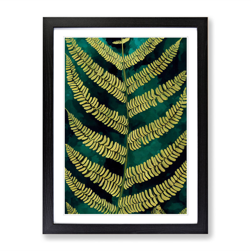 Kernberry Fern Leaf Design 1 Piece Single Picture Frame Wall Art, 46cm H x 34cm W x 2cm D, Black