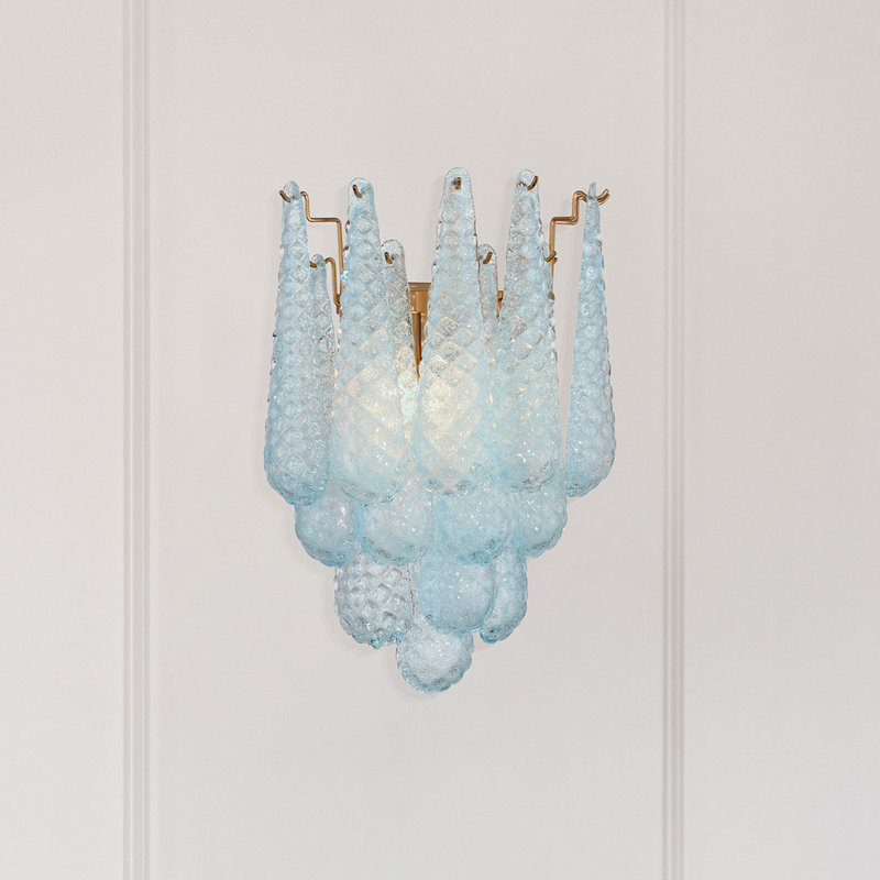 Harrell 2 Light Aged Brass Sconce, Blue