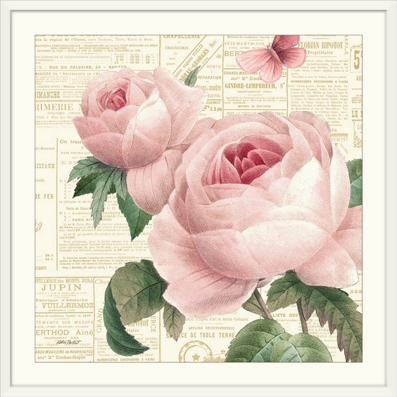«Roses in Paris VI» par Katie pertiet, impression, H 28 x l 28 po x P 1 po, Cadre blanc