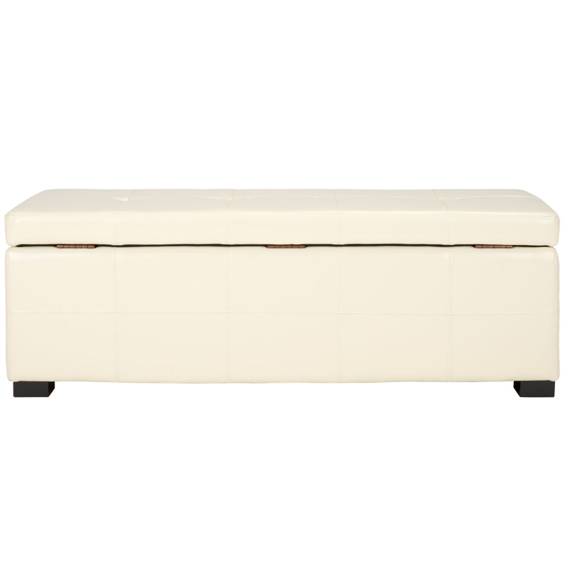Alescia Faux Leather Upholstered Storage Bench, 46.9" X 18.3" X 16.7", Flat Cream Faux Leather