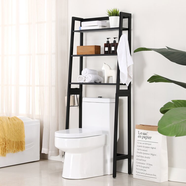 3 -Tier Toilet Storage Rack Over-the-Toilet Bathroom Shelf 100% Pine Wood Latitude Run Finish: Gray