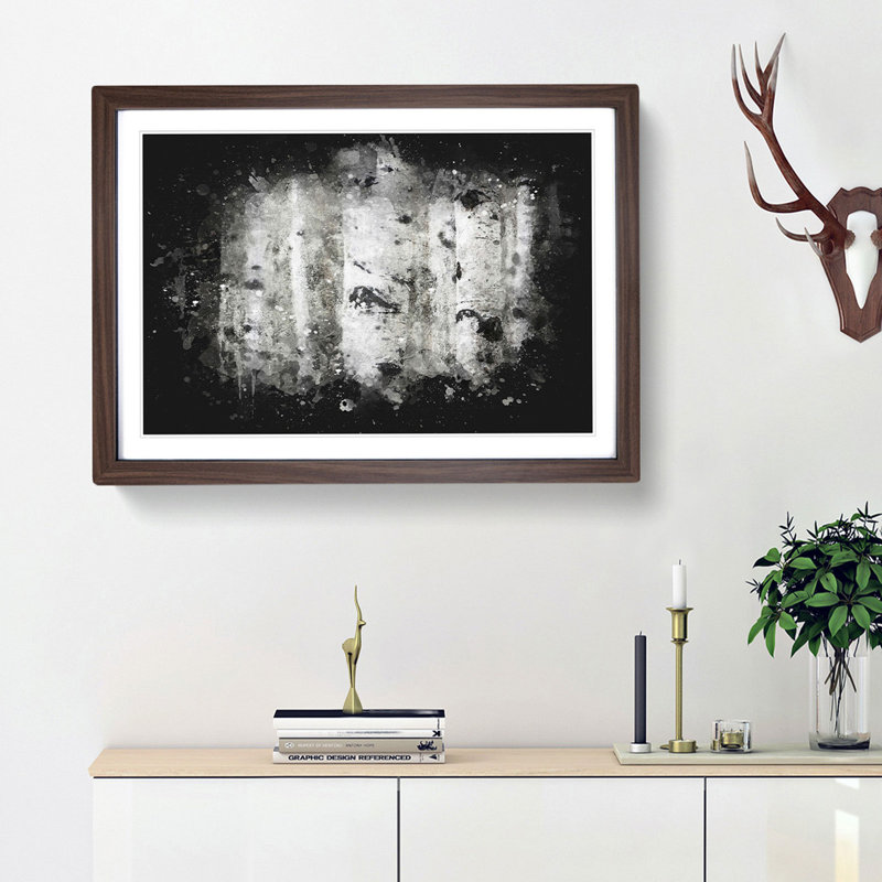 Silver Birch Tree Forest - Picture Frame Graphic Art Print, 45cm H x 63cm W x 2cm D, Walnut Framed