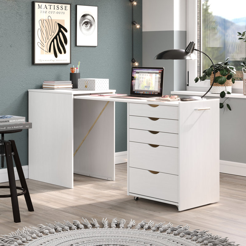 Ebern Designs Keritza 65'' Solid Wood Writing Desk