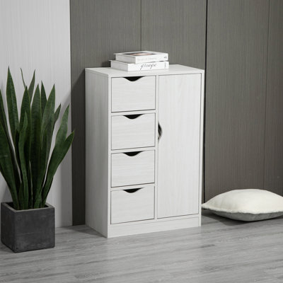 Shealene Modern Storage Cabinet, Freestanding Organizer With 4 Drawers And Cabinet For Living Room Or Bedroom by Ebern Designs