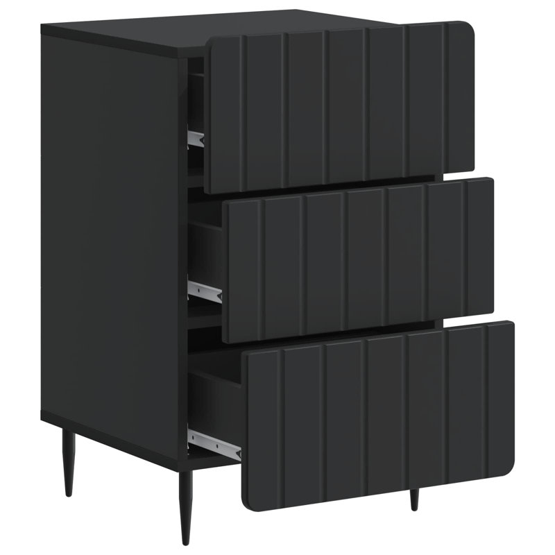 43cm W Manufactured Wood Bedside Table, Black