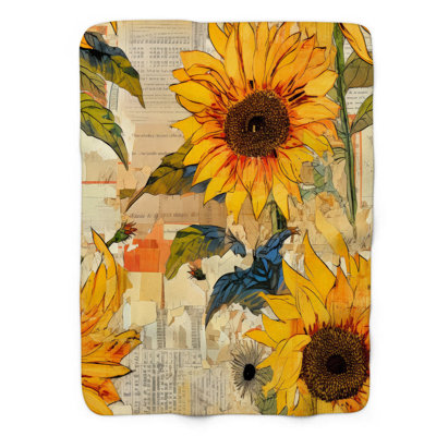 Radiant Sunflowers - 1 Piece Premium Sherpa Blanke Throw Blanket