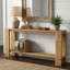 Console en bois massif 70,87 po, canapé de style campagnard étroit avec double rangement pour l'entrée, le couloir et le salon, brun chêne clair