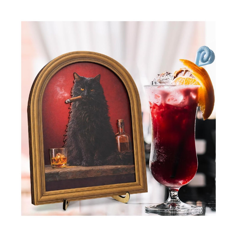 Illustration 3D d'un chat noir rigolo, homme des cavernes, 8 x 10 po