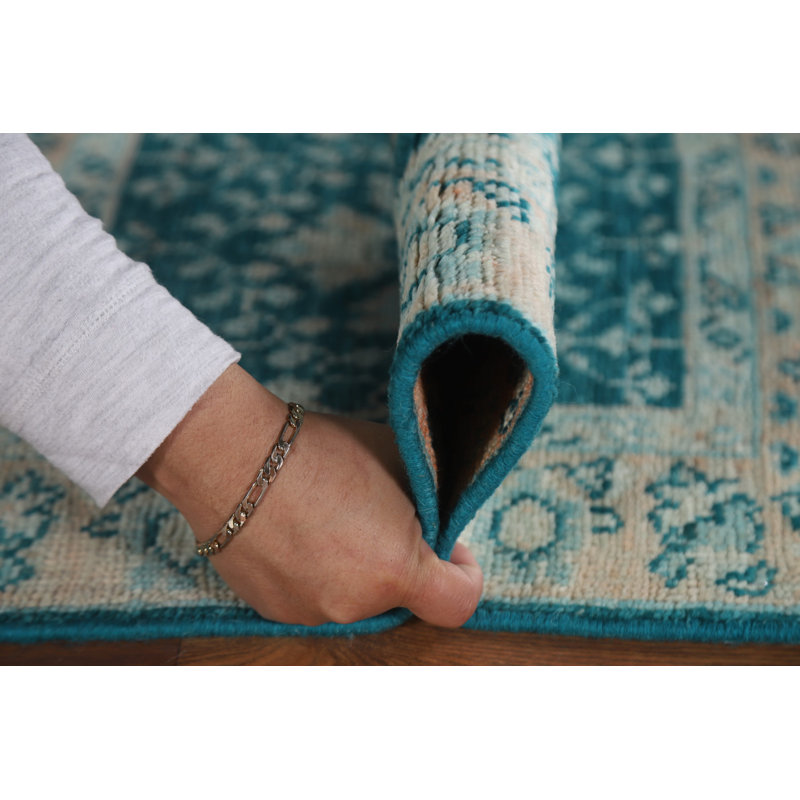 Tapis vert en laine Oushak