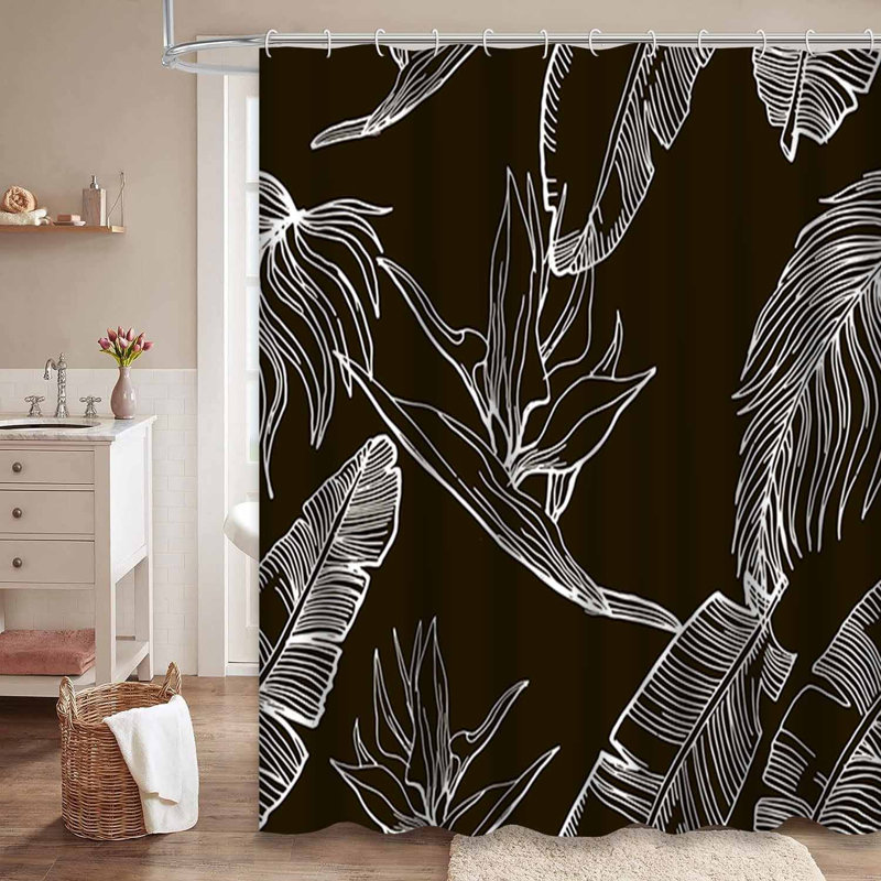 Rideau de douche imperméable à motif floral avec 12 crochets, L 72 po x l 72 po