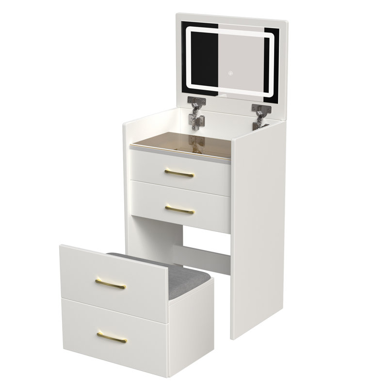 3 In 1 Make Up Vanity , White Bedroom Dressing Desk With Drawers And Abundant Storage American Style For -