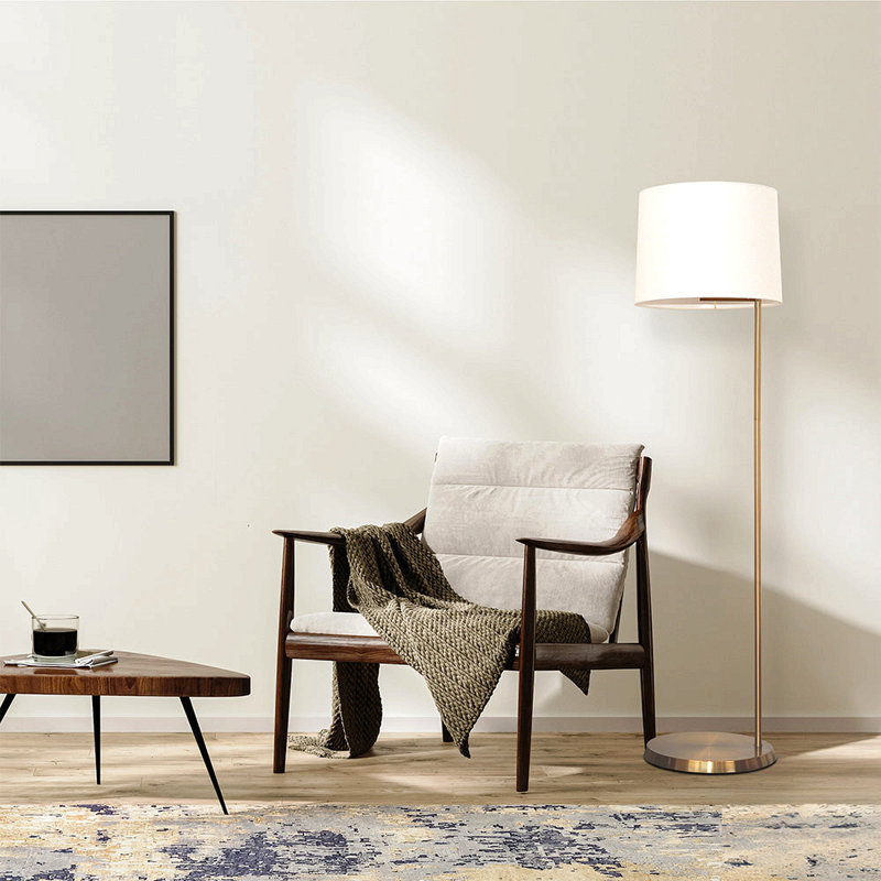 Lampe sur pied en laiton avec abat-jour cylindrique Zenith