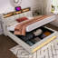 Lit avec rangement hydraulique, DEL, - Plateforme contemporaine à lumières DEL et look rétro-79257854-79257848
