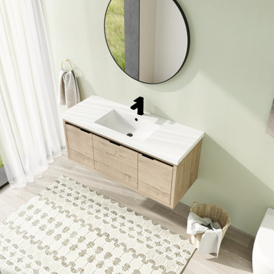 Meuble-lavabo simple mural 48 po avec plateau en résine