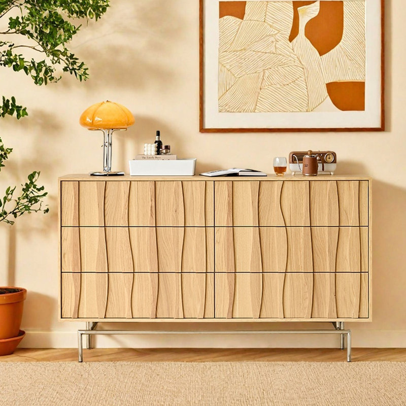 Solid Wood Retro Entry Cabinet, 33.1" H x 59.1" L x 15.7" W