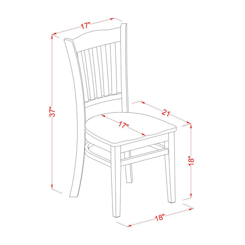 Chaises de salle à manger à dossier en lattes Groton, ensemble de 2, lin blanc, Blanc cassé