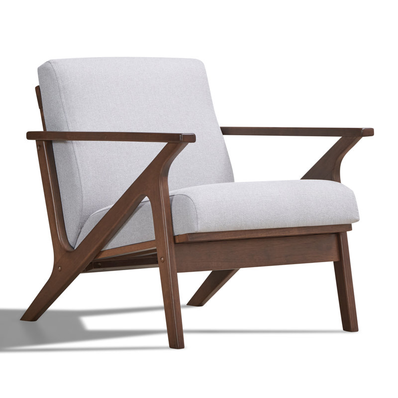 Zola Upholstered Accent Armchair, Walnut, Light Gray Polyester